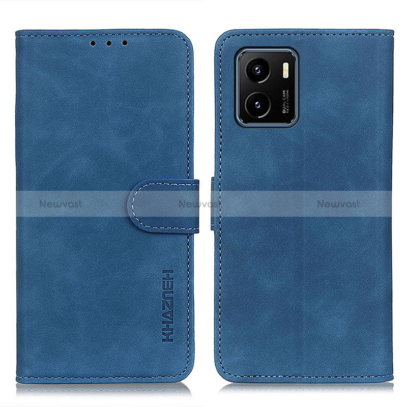 Leather Case Stands Flip Cover Holder K03Z for Vivo Y32t Blue