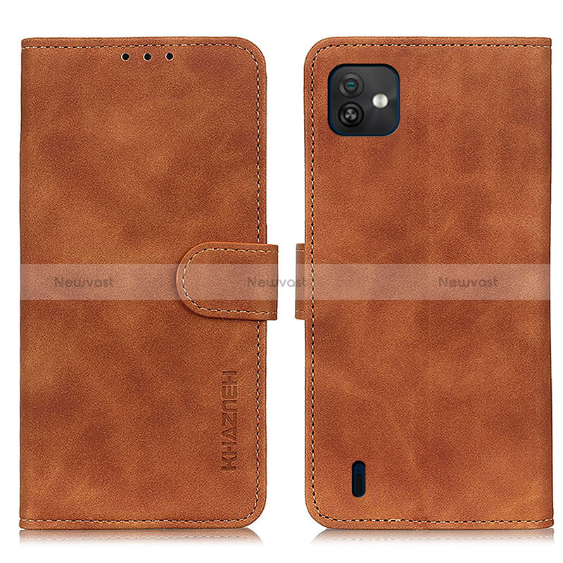 Leather Case Stands Flip Cover Holder K03Z for Wiko Y82 Brown