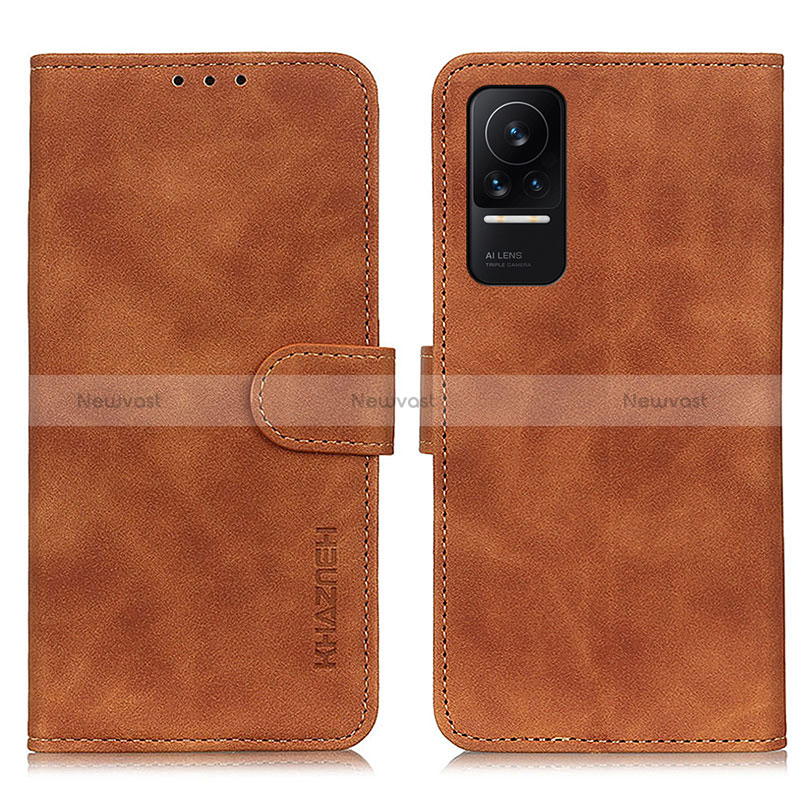 Leather Case Stands Flip Cover Holder K03Z for Xiaomi Civi 1S 5G Brown