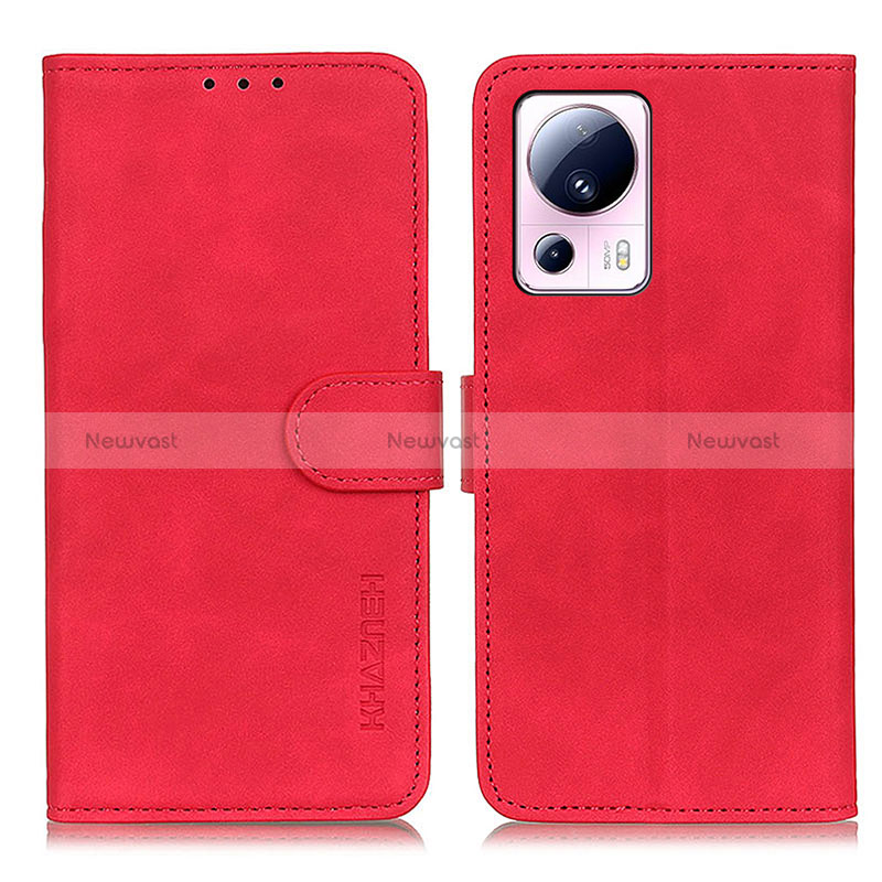 Leather Case Stands Flip Cover Holder K03Z for Xiaomi Mi 12 Lite NE 5G Red