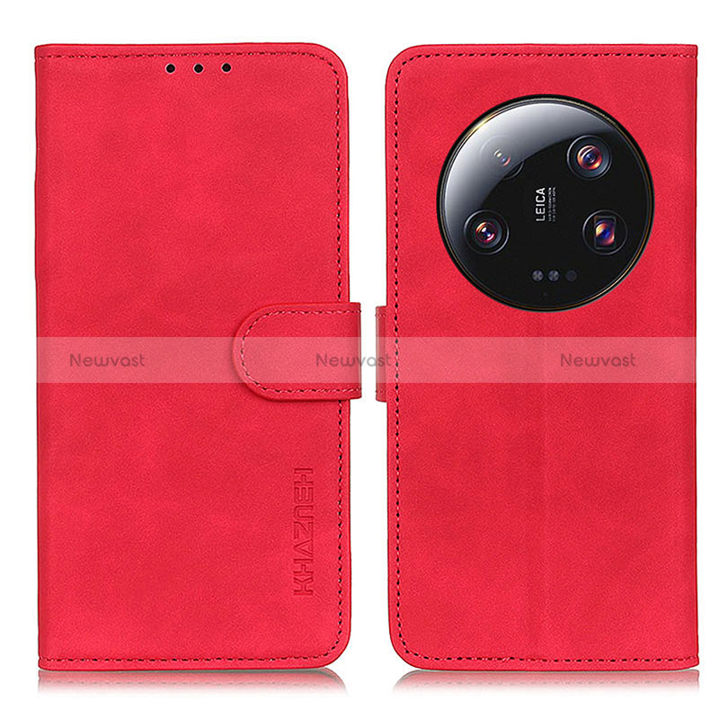 Leather Case Stands Flip Cover Holder K03Z for Xiaomi Mi 13 Ultra 5G Red