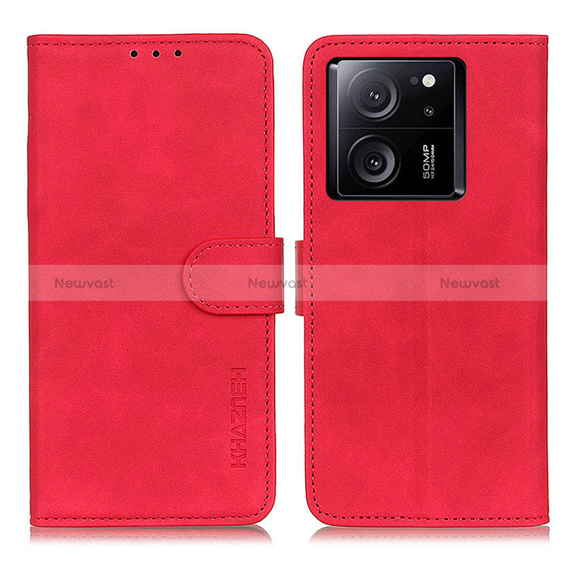 Leather Case Stands Flip Cover Holder K03Z for Xiaomi Mi 13T Pro 5G Red