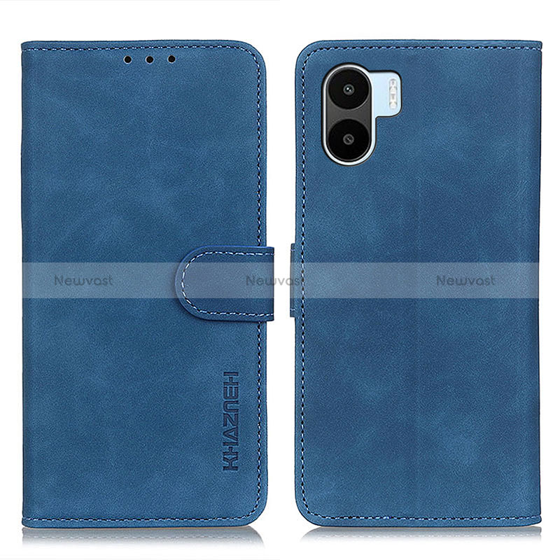Leather Case Stands Flip Cover Holder K03Z for Xiaomi Poco C50 Blue