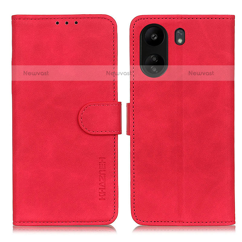 Leather Case Stands Flip Cover Holder K03Z for Xiaomi Poco C65 Red