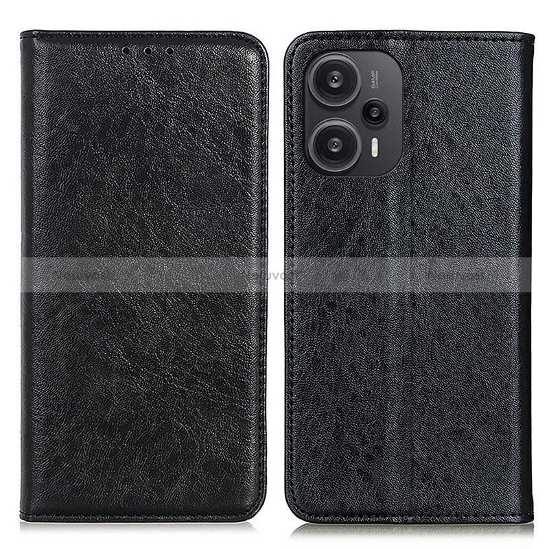 Leather Case Stands Flip Cover Holder K03Z for Xiaomi Poco F5 5G Black