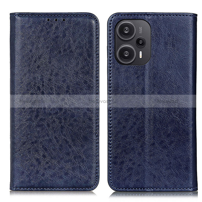 Leather Case Stands Flip Cover Holder K03Z for Xiaomi Poco F5 5G Blue