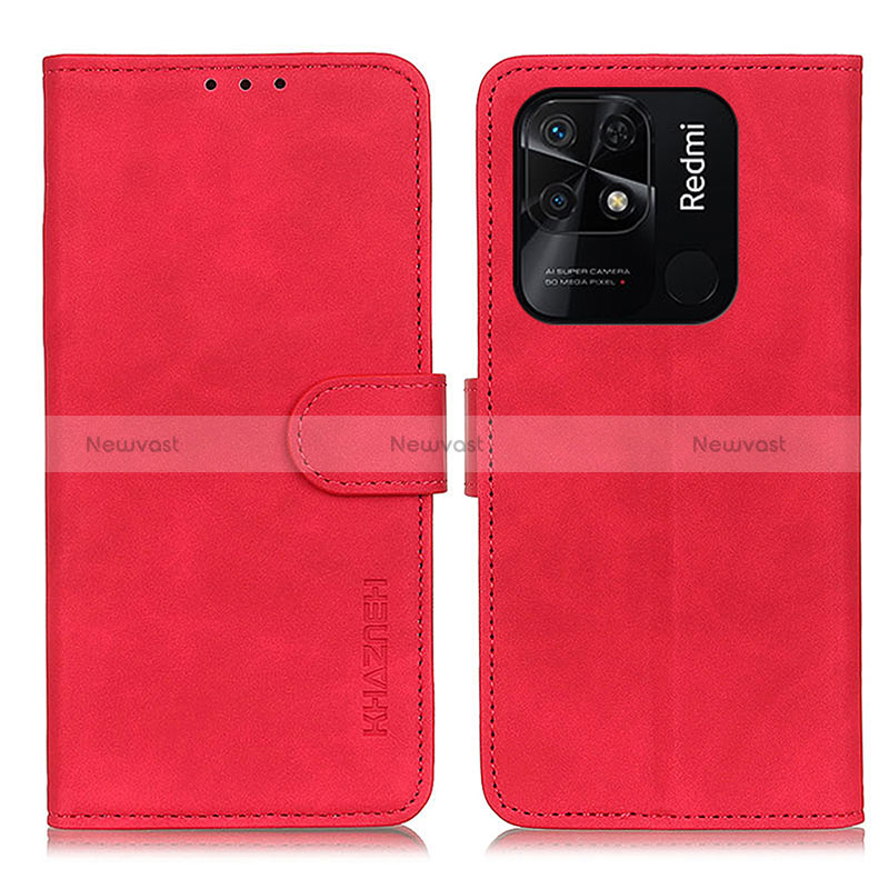 Leather Case Stands Flip Cover Holder K03Z for Xiaomi Redmi 10 Power Red