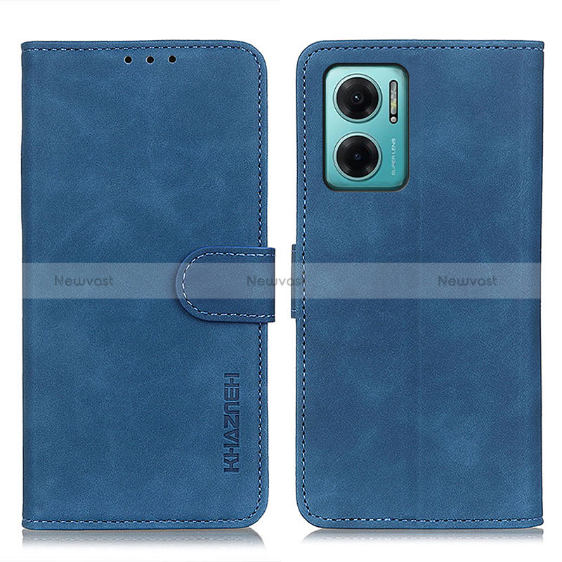 Leather Case Stands Flip Cover Holder K03Z for Xiaomi Redmi 10 Prime Plus 5G Blue