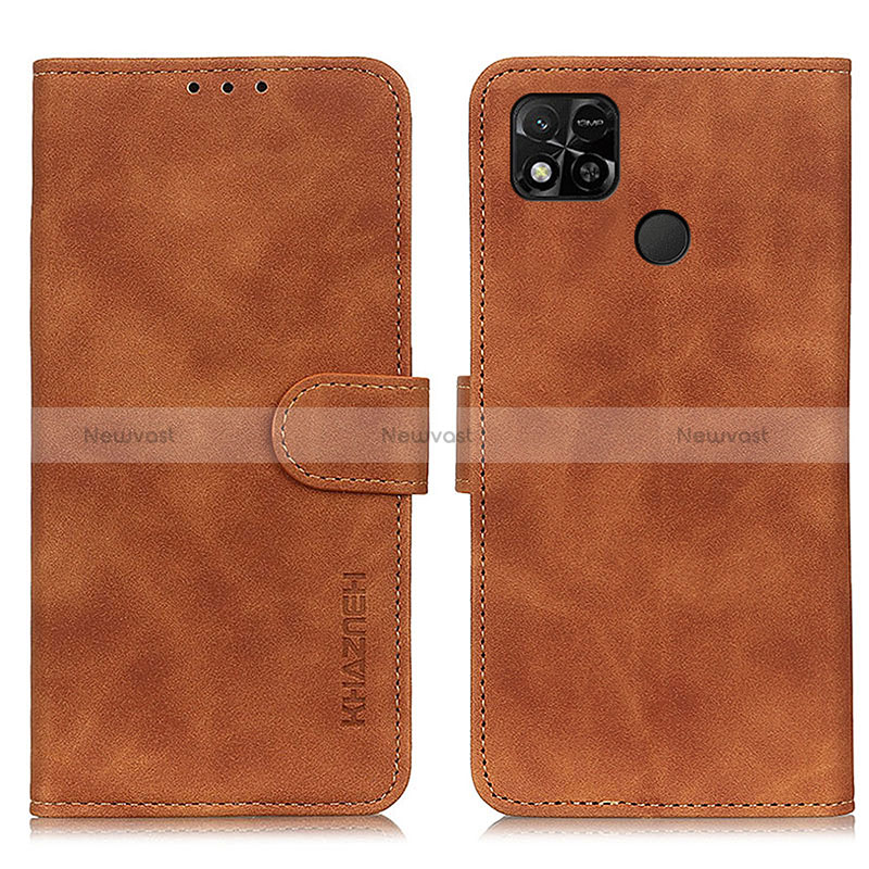 Leather Case Stands Flip Cover Holder K03Z for Xiaomi Redmi 9 Activ Brown