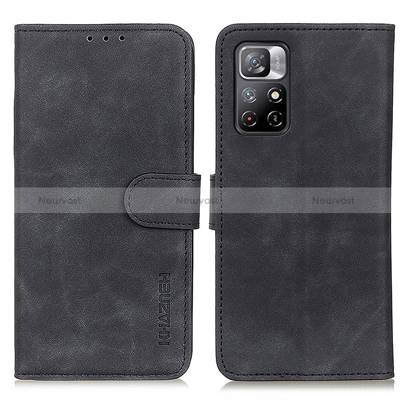 Leather Case Stands Flip Cover Holder K03Z for Xiaomi Redmi Note 11 5G Black