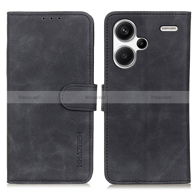 Leather Case Stands Flip Cover Holder K03Z for Xiaomi Redmi Note 13 Pro+ Plus 5G Black