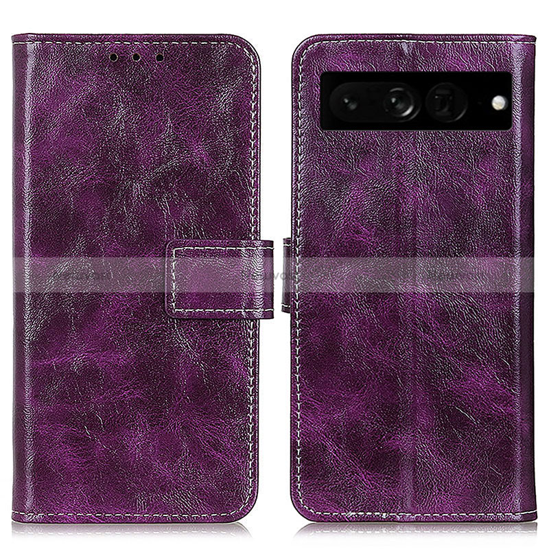 Leather Case Stands Flip Cover Holder K04Z for Google Pixel 7 Pro 5G Purple