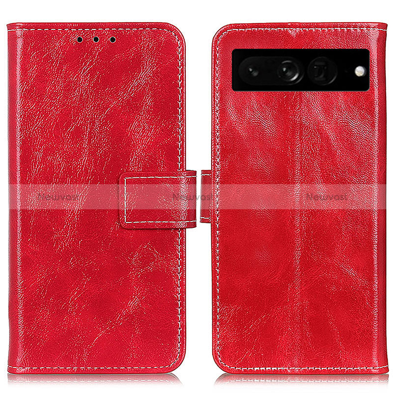 Leather Case Stands Flip Cover Holder K04Z for Google Pixel 7 Pro 5G Red