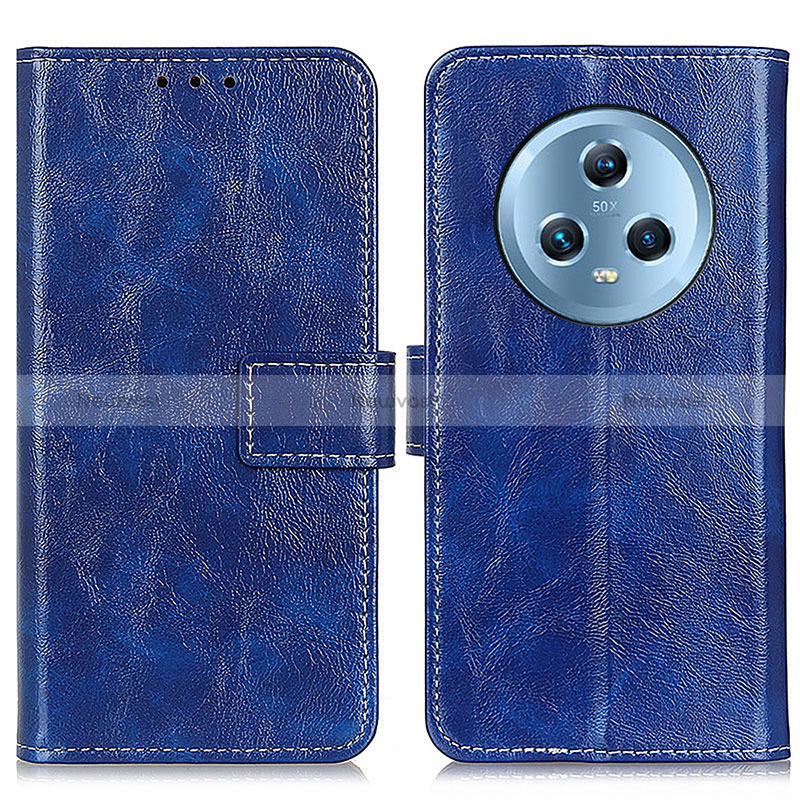 Leather Case Stands Flip Cover Holder K04Z for Huawei Honor Magic5 5G Blue