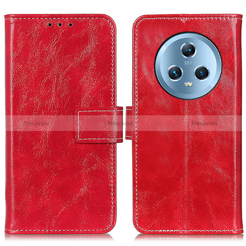 Leather Case Stands Flip Cover Holder K04Z for Huawei Honor Magic5 5G Red