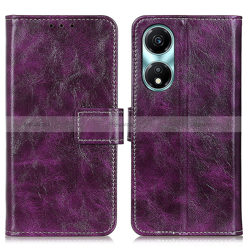 Leather Case Stands Flip Cover Holder K04Z for Huawei Honor X5 Plus Purple