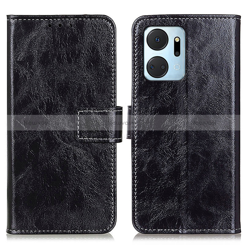 Leather Case Stands Flip Cover Holder K04Z for Huawei Honor X7a Black