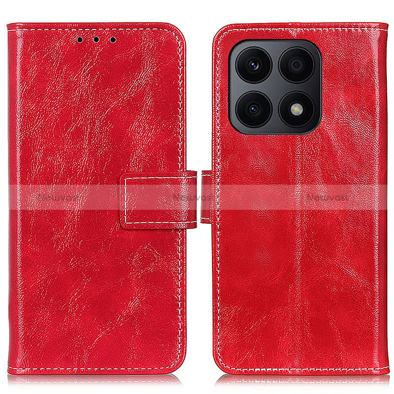 Leather Case Stands Flip Cover Holder K04Z for Huawei Honor X8a 4G Red