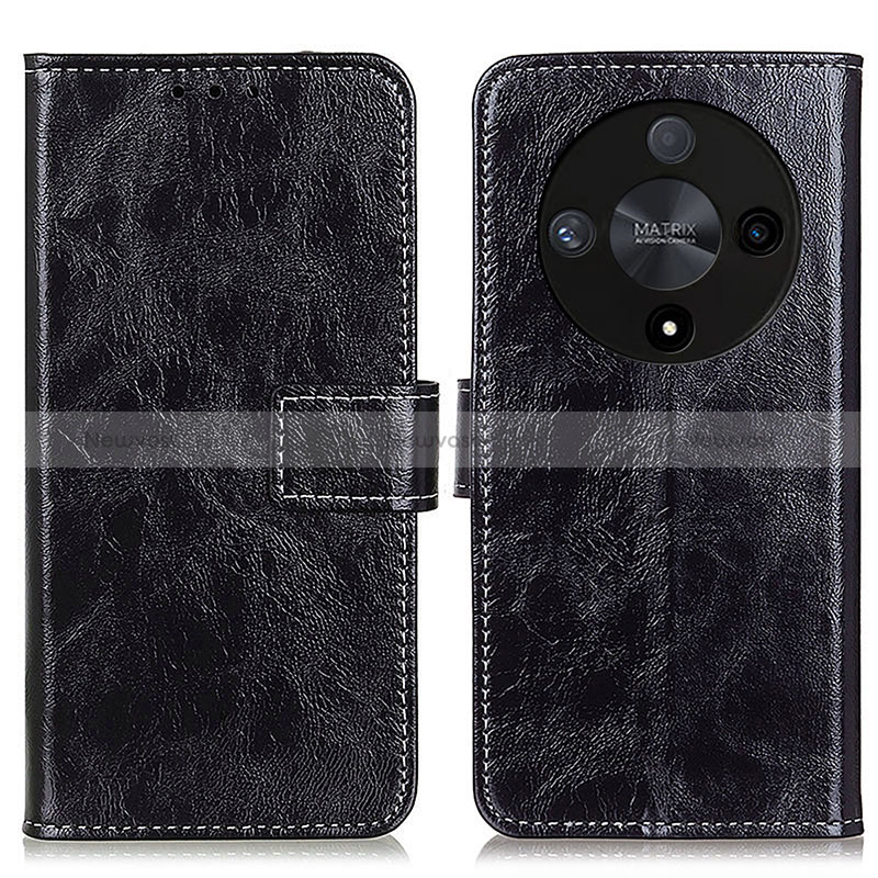 Leather Case Stands Flip Cover Holder K04Z for Huawei Honor X9b 5G Black