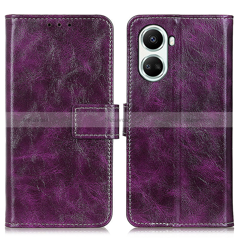 Leather Case Stands Flip Cover Holder K04Z for Huawei Nova 10 SE Purple