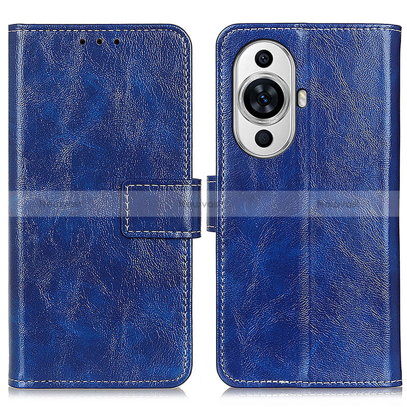 Leather Case Stands Flip Cover Holder K04Z for Huawei Nova 11 Blue