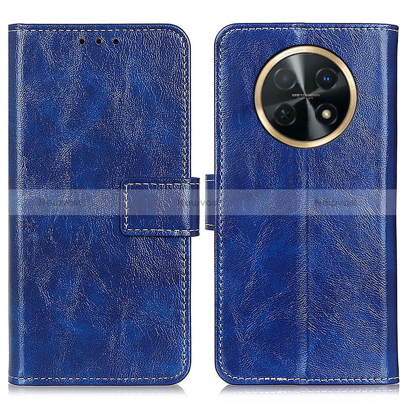 Leather Case Stands Flip Cover Holder K04Z for Huawei Nova Y91 Blue