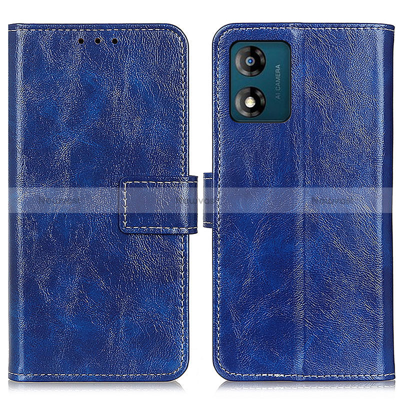 Leather Case Stands Flip Cover Holder K04Z for Motorola Moto E13 Blue