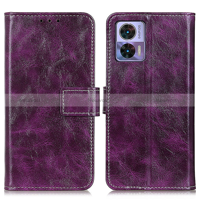 Leather Case Stands Flip Cover Holder K04Z for Motorola Moto Edge 30 Neo 5G Purple