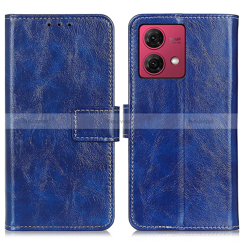 Leather Case Stands Flip Cover Holder K04Z for Motorola Moto G84 5G Blue