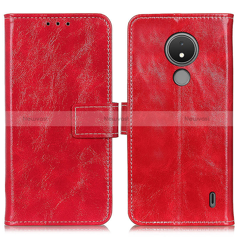 Leather Case Stands Flip Cover Holder K04Z for Nokia C21 Red