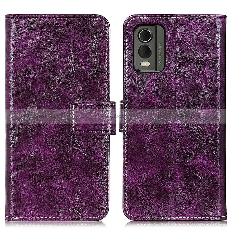 Leather Case Stands Flip Cover Holder K04Z for Nokia C210 Purple