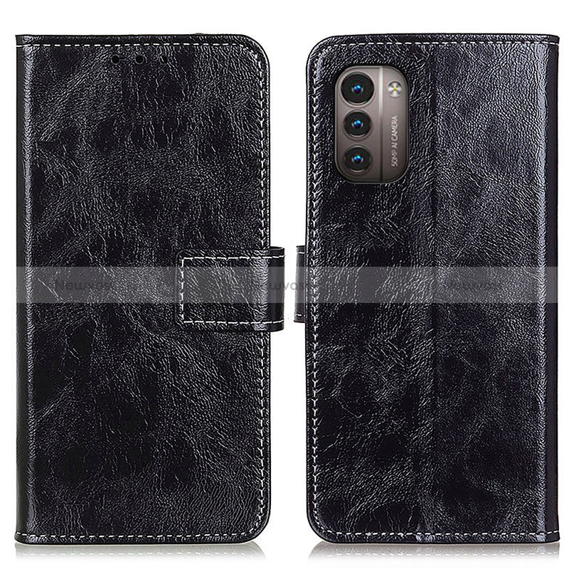 Leather Case Stands Flip Cover Holder K04Z for Nokia G11 Black