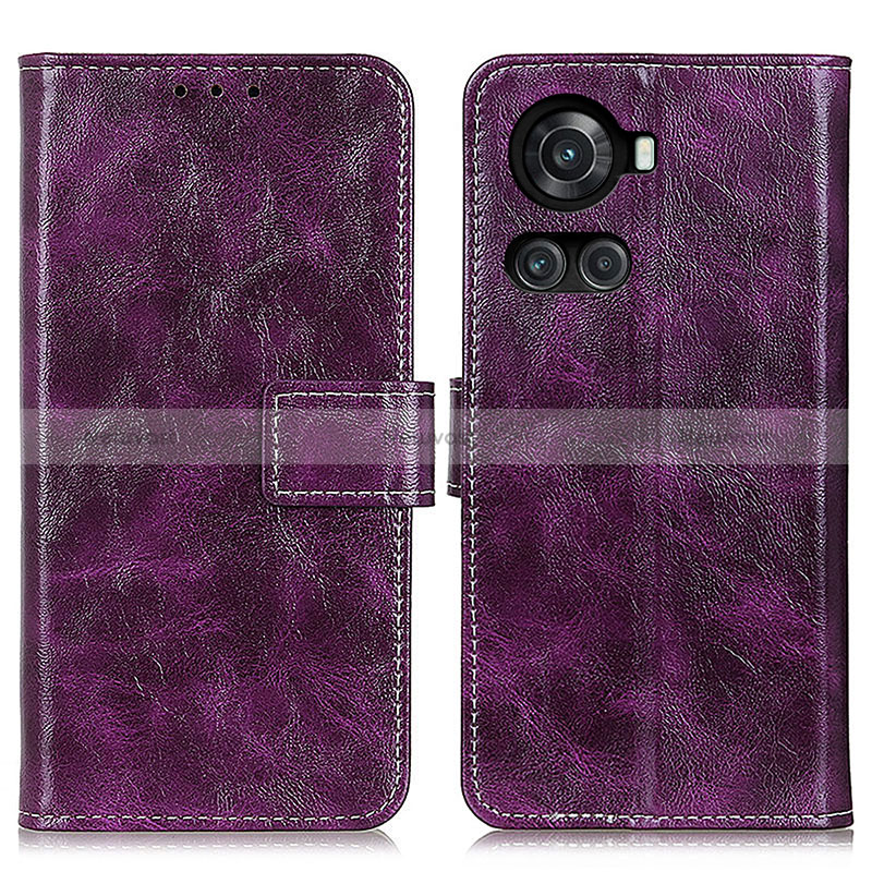 Leather Case Stands Flip Cover Holder K04Z for OnePlus 10R 5G Purple