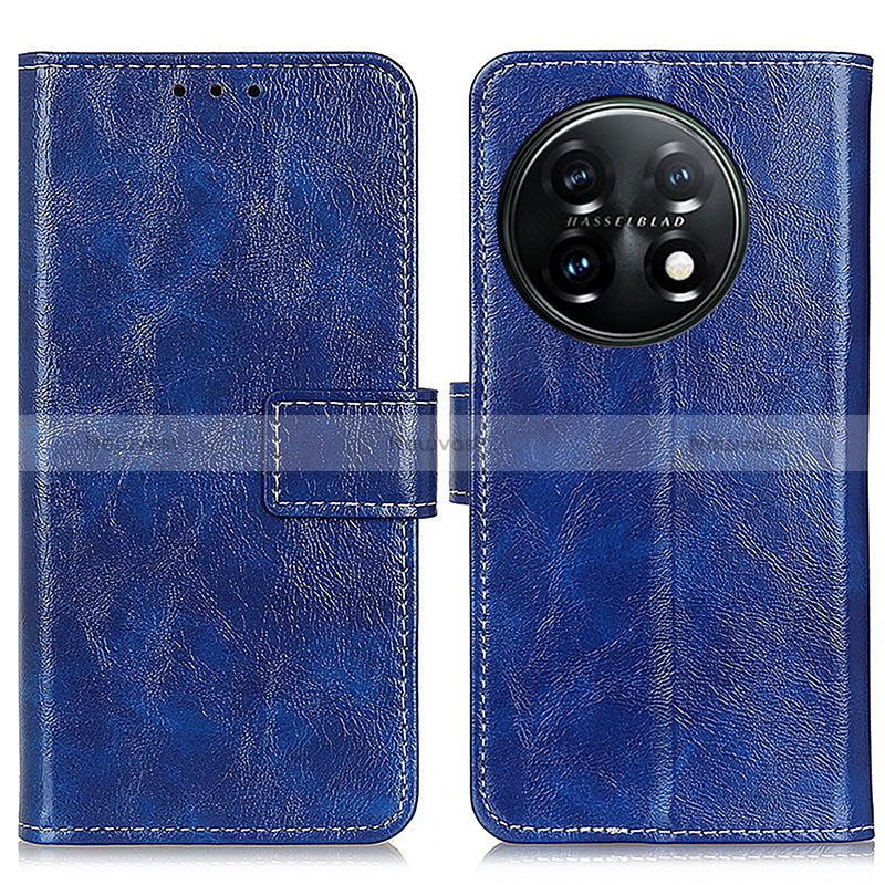 Leather Case Stands Flip Cover Holder K04Z for OnePlus 11 5G Blue