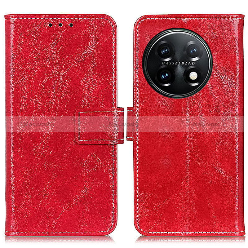 Leather Case Stands Flip Cover Holder K04Z for OnePlus 11 5G Red