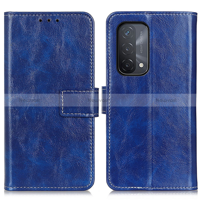 Leather Case Stands Flip Cover Holder K04Z for Oppo A54 5G Blue