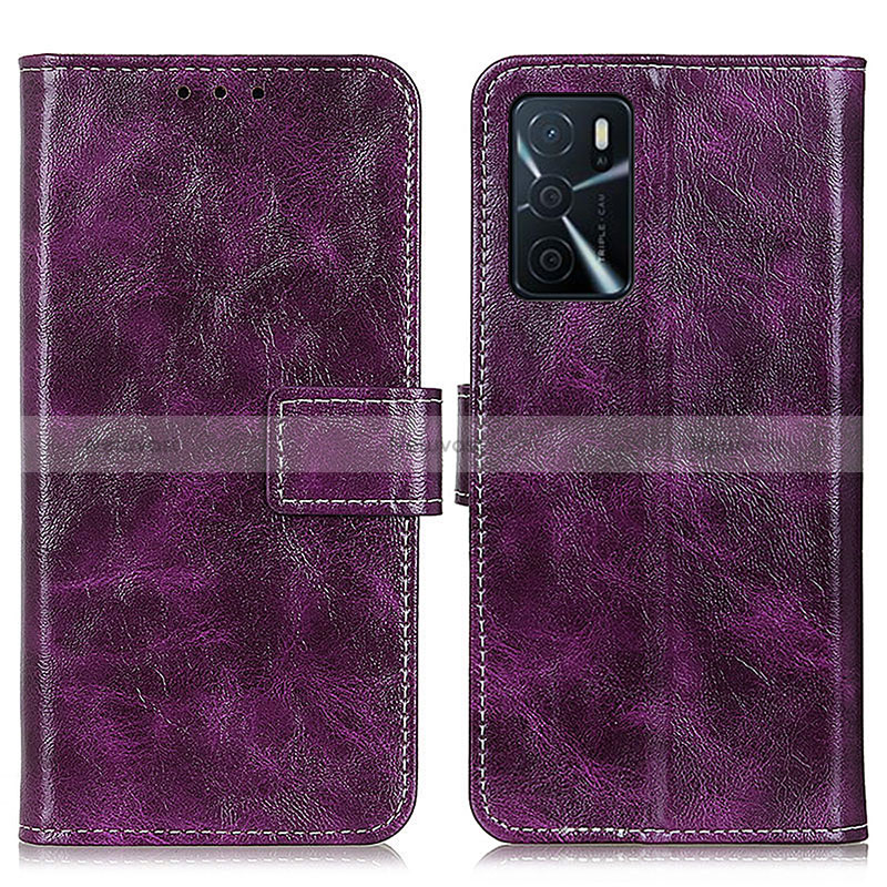 Leather Case Stands Flip Cover Holder K04Z for Oppo A54s Purple