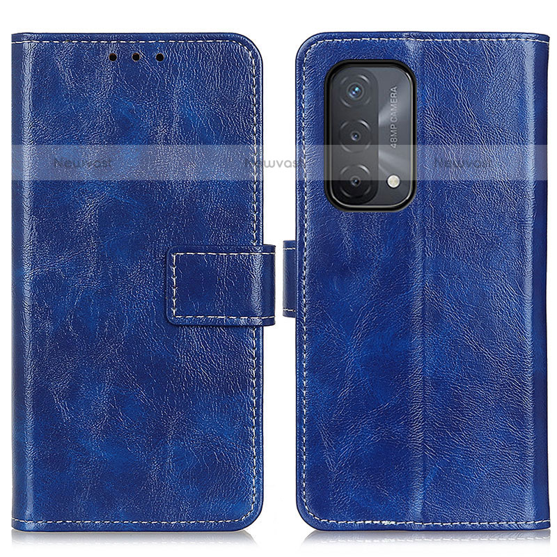 Leather Case Stands Flip Cover Holder K04Z for Oppo A93 5G Blue