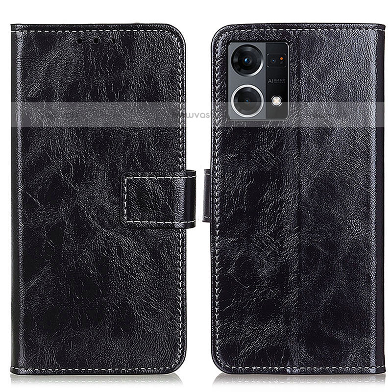 Leather Case Stands Flip Cover Holder K04Z for Oppo F21 Pro 4G Black