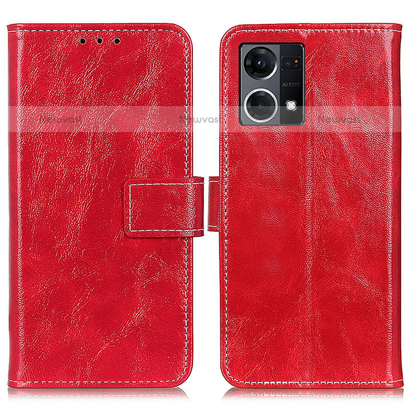 Leather Case Stands Flip Cover Holder K04Z for Oppo F21s Pro 4G Red