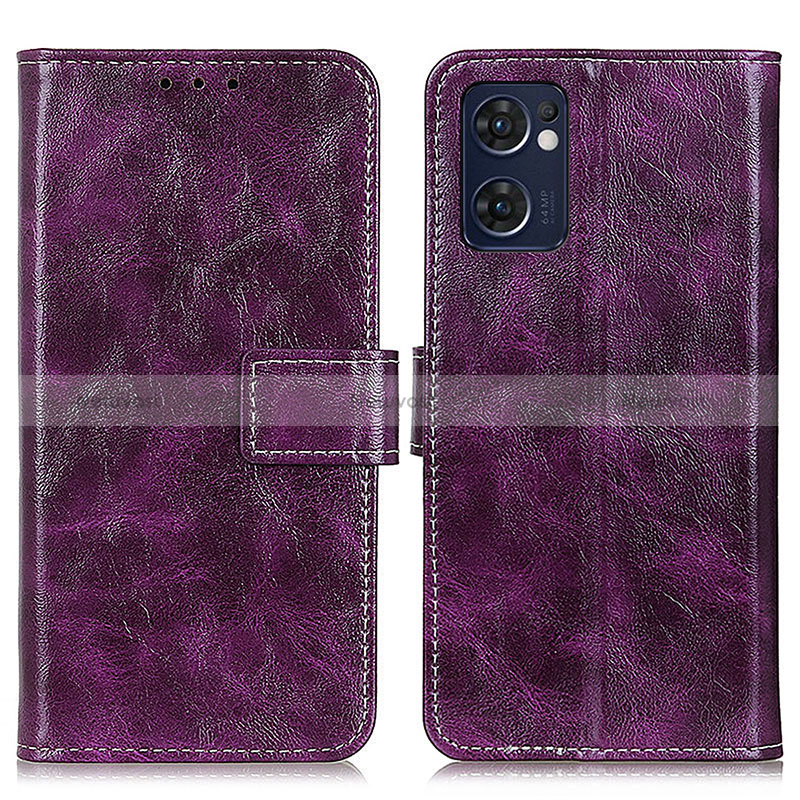 Leather Case Stands Flip Cover Holder K04Z for Oppo Find X5 Lite 5G Purple