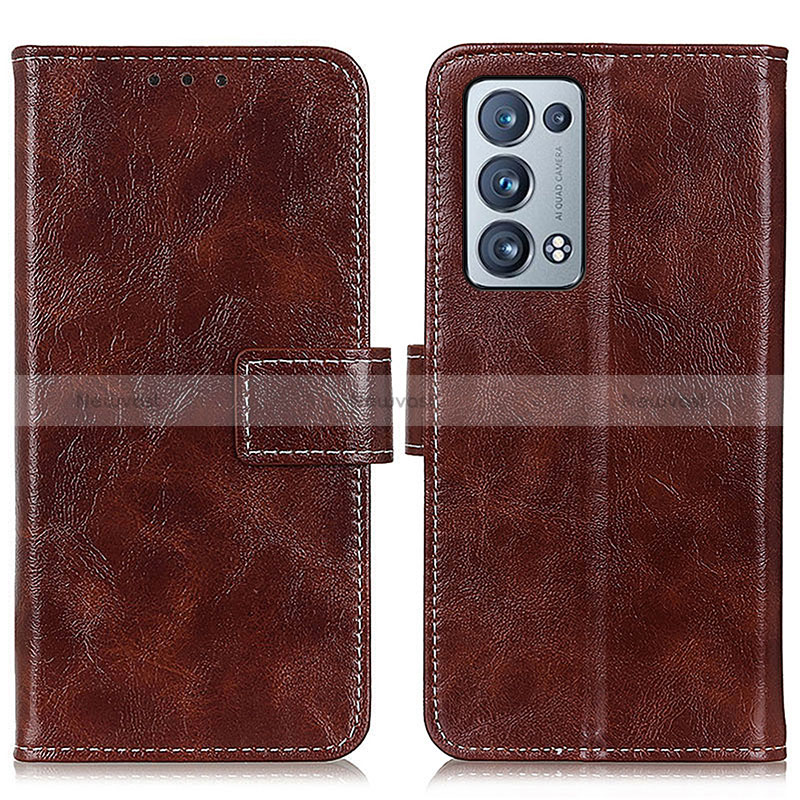Leather Case Stands Flip Cover Holder K04Z for Oppo Reno6 Pro+ Plus 5G