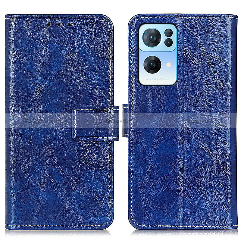 Leather Case Stands Flip Cover Holder K04Z for Oppo Reno7 Pro 5G Blue