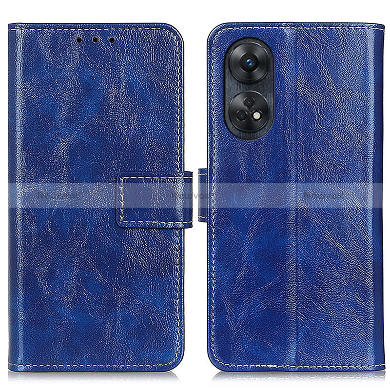 Leather Case Stands Flip Cover Holder K04Z for Oppo Reno8 T 4G Blue