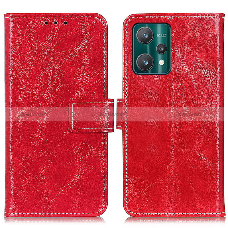 Leather Case Stands Flip Cover Holder K04Z for Realme Q5 5G Red