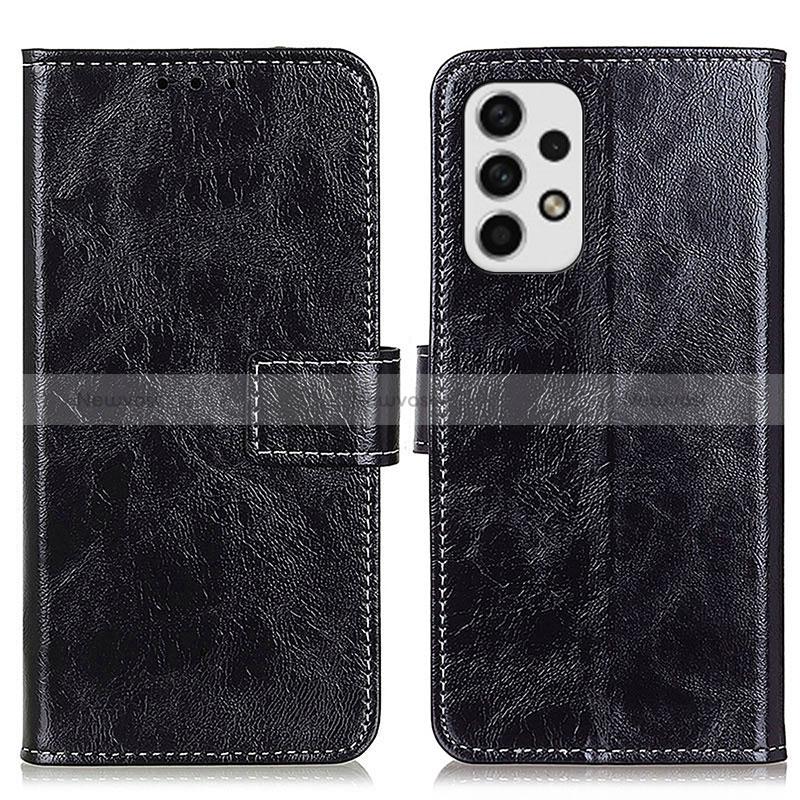 Leather Case Stands Flip Cover Holder K04Z for Samsung Galaxy A23 4G Black