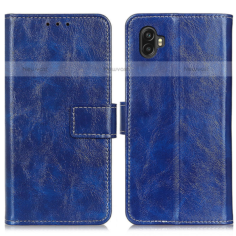 Leather Case Stands Flip Cover Holder K04Z for Samsung Galaxy XCover 6 Pro 5G Blue