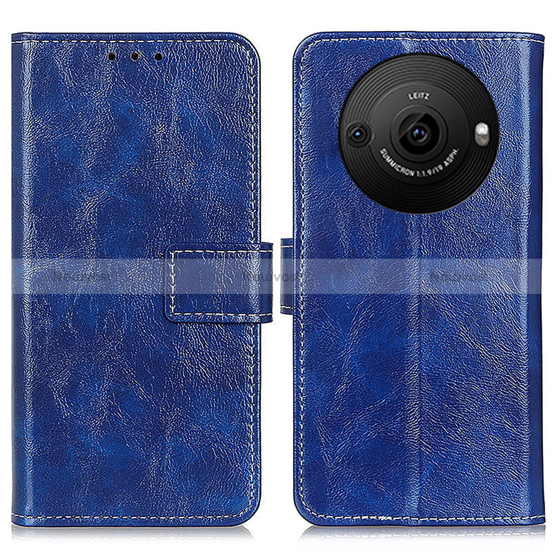 Leather Case Stands Flip Cover Holder K04Z for Sharp Aquos R8 Pro Blue