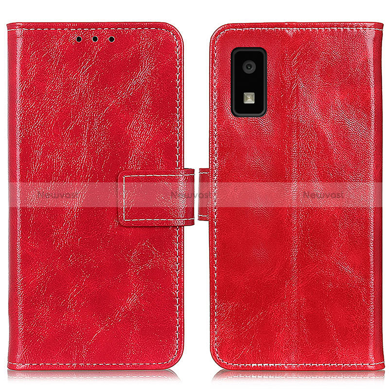 Leather Case Stands Flip Cover Holder K04Z for Sharp Aquos wish3 Red