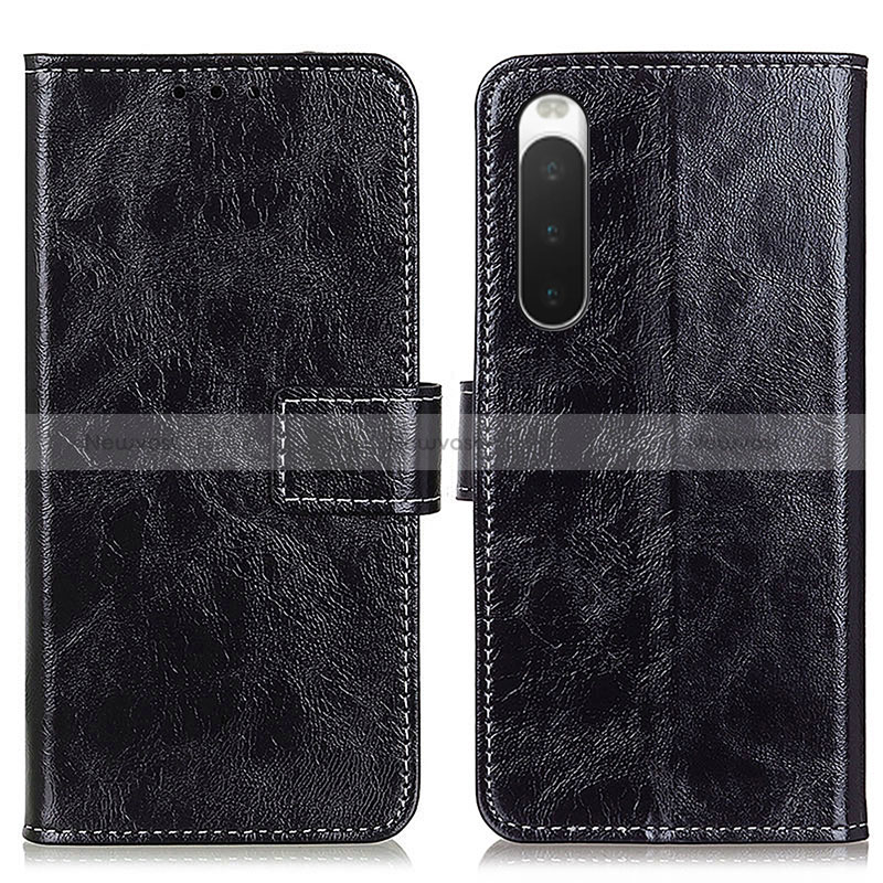 Leather Case Stands Flip Cover Holder K04Z for Sony Xperia 10 IV Black